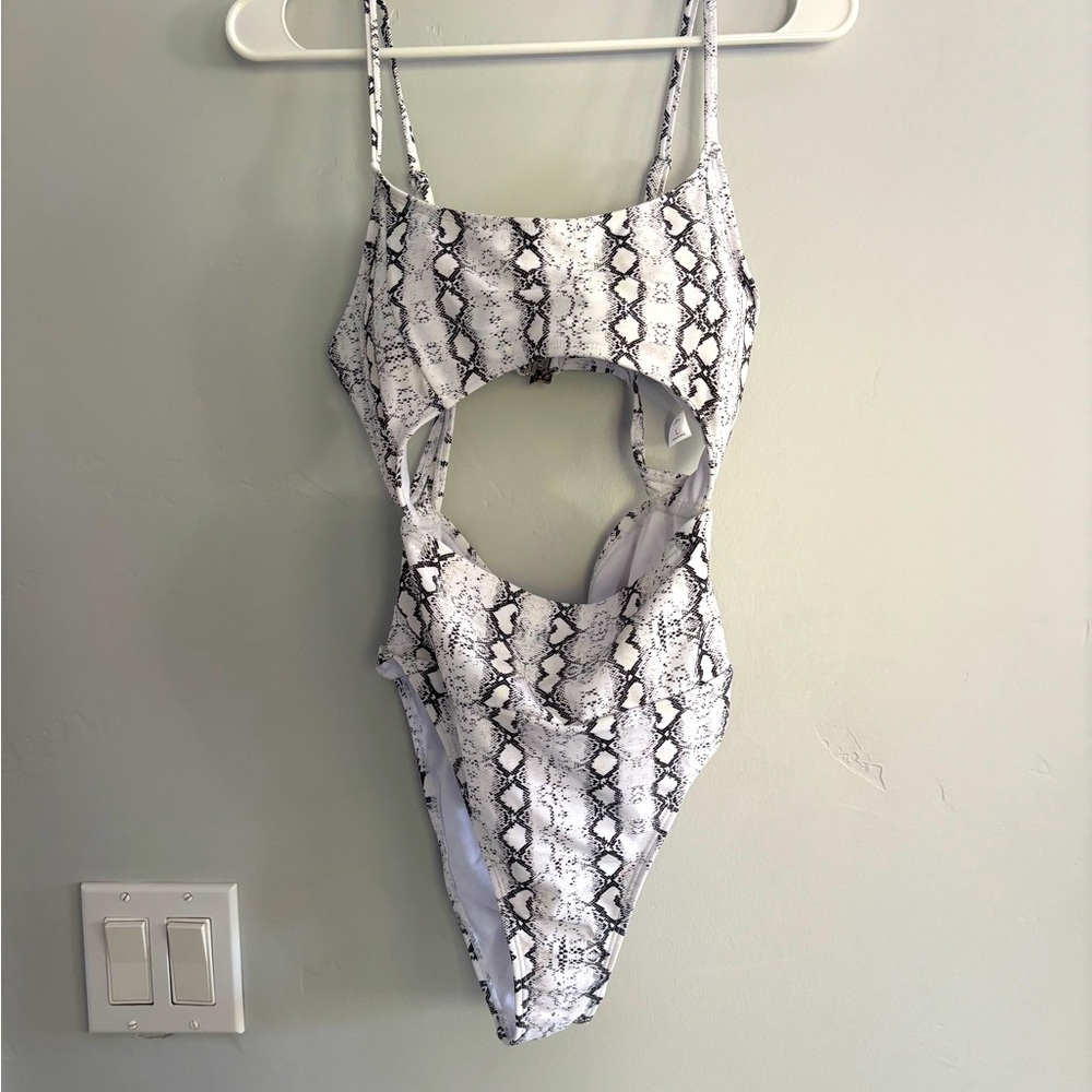 Snakeskin Print Cutout Swimsuit